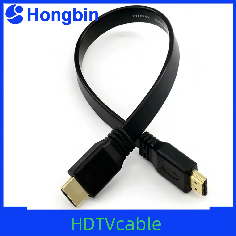 HDMI-Compatible Cable Full HD Short HDMI Male to Male Plug Flat Cable Cord for Audio Video HDTV TV PS3 0.3M 0.5M 1M