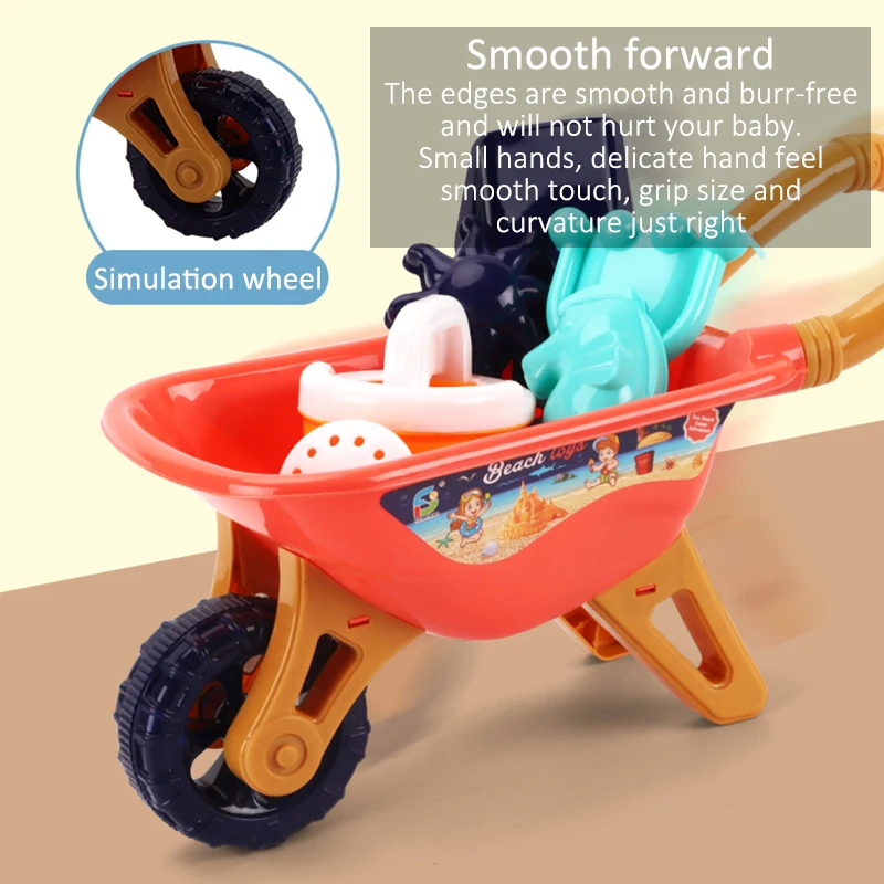 Beach Toy Stroller Kids Excavator Toy Kids Wheelbarrow Kid Sand Toys Set Cart Beach Sand Toy Plastic Kids Sand Playset Baby