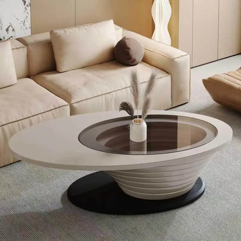 

Deep Valley coffee table, living room, home, 2026 new model, simple, light luxury, modern, oval, minimalist, glass coffee table
