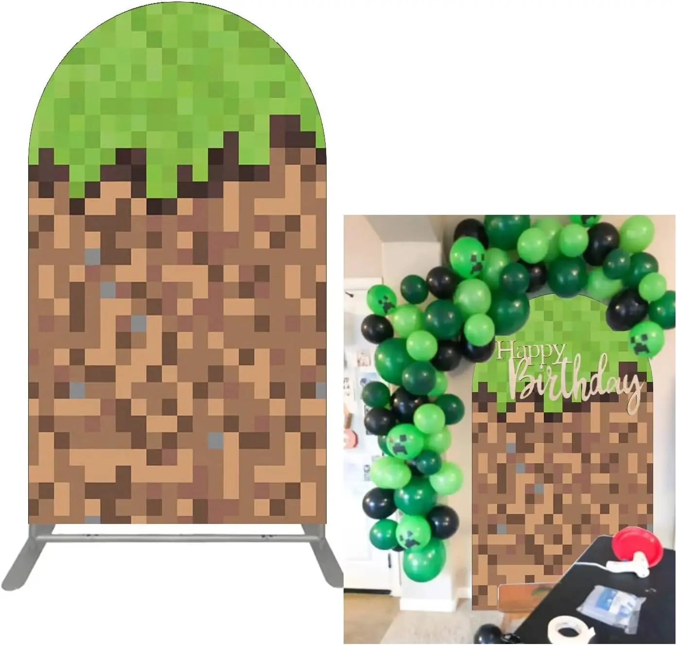 

Фон с мозаичной аркой, эластичный фон для фотосъемки для игровых украшений для вечеринок, реквизит для детского дня рождения, детского душа