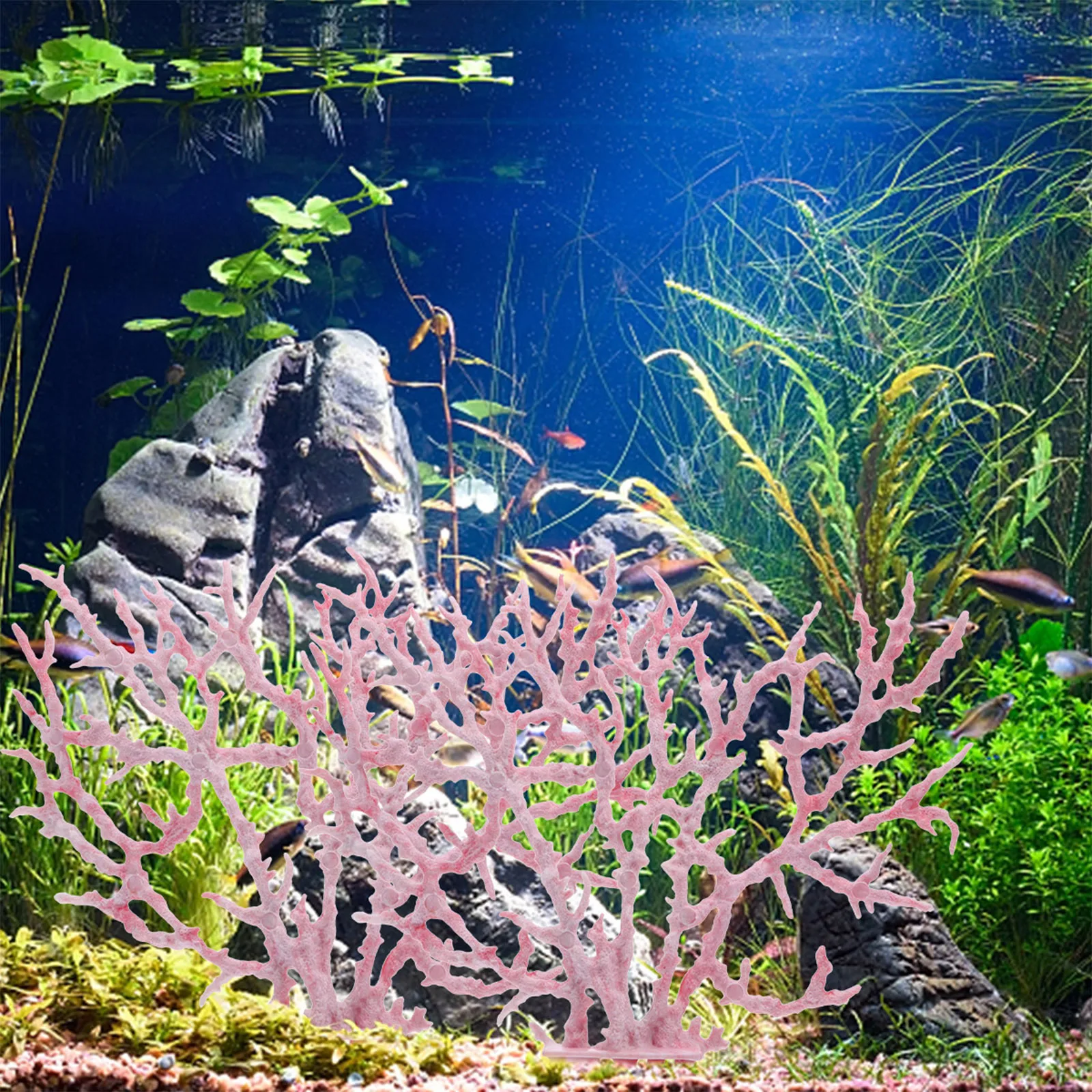 

Artificial Coral Fish Tank Decorations Landscape Saltwater Aquarium Pink Blue Ornaments
