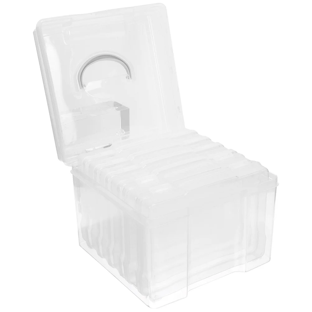 Photo Storage Box with Lids Case Compartment Basket Container Photos Household Organizer