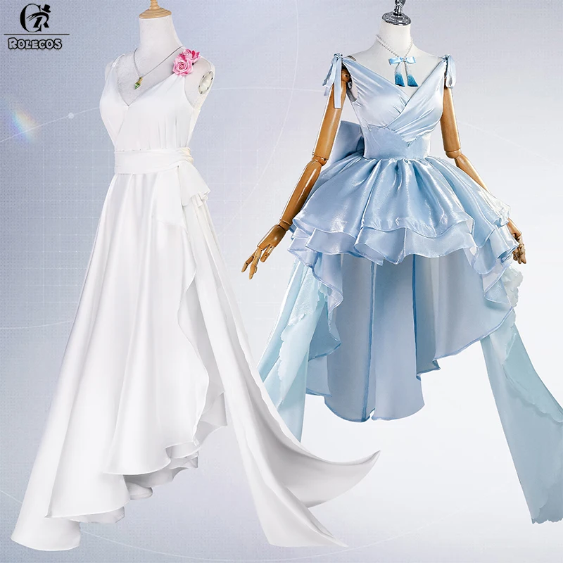 

ROLECOS Anime Re: Zero Starting Life in Another World Rem/Emilia Evening Dress Cosplay Costume Women Halloween Carnival