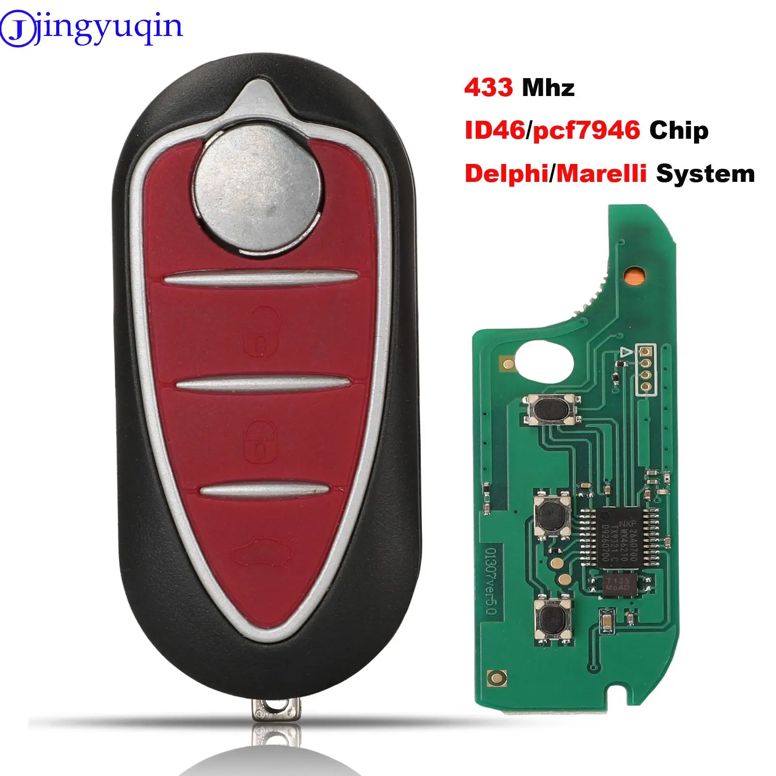 

jingyuqin 3B Remote Key Fob ASK Delphi/Marelli System BSI With HITAG 2 PcF7946Chip For Alfa Romeo 147 159 Mito 2008