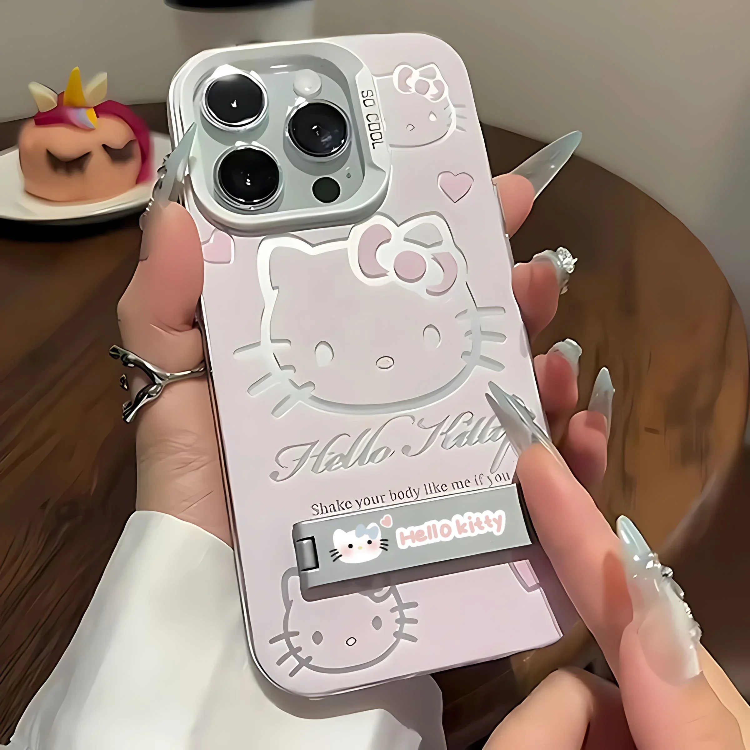 Funda de teléfono rosa de Hello Kitty con soporte, carcasa de lujo a prueba de golpes para iPhone 16, 15, 14, 13, 12, 11 Pro Max, X, XR, XSMAX, 8, 7