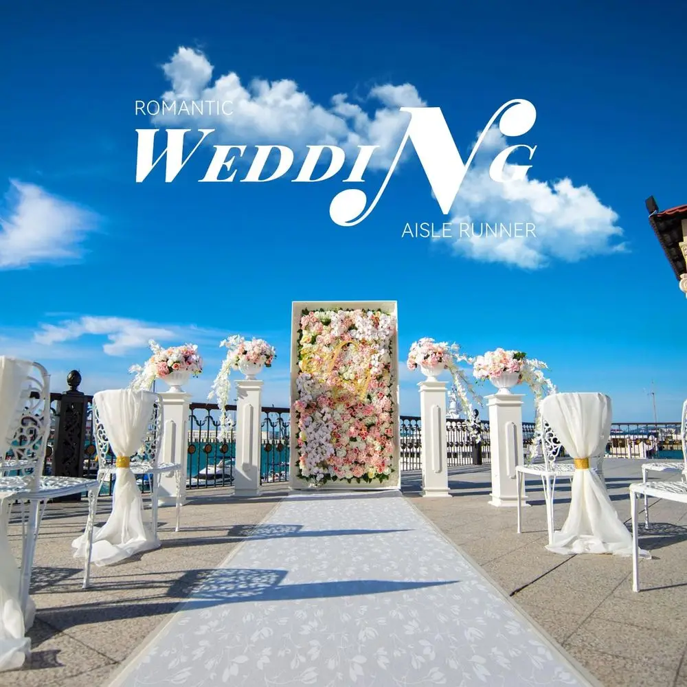 

Белая дорожка для прохода 3x100 футов с узором в виде веток оливы, с завязками, идеально подходит для свадеб и мероприятий, для использования в помещении/на улице, толщина 40 г/м²