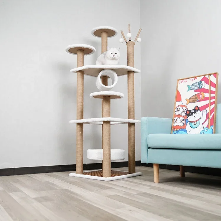 Deluxe Cat Climbing Frame Scratch Board Cat Pillar Cat Tree Condo Tower