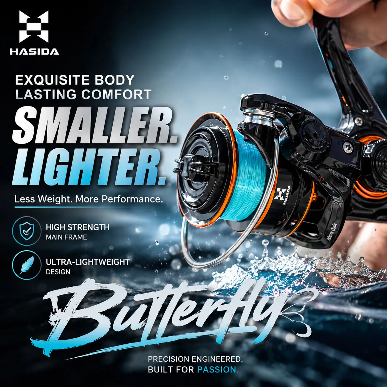 HASIDA Bestseller Butterfly BFS Spinnrolle Kompakter Körper Hochfester Hauptrahmen Weitwurffähig Geringer Widerstand Leichte Angelrolle
