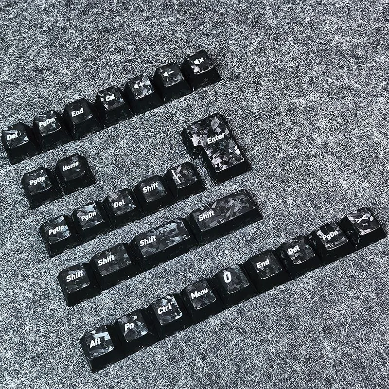 Carbon Fiber Pattern Keycaps PC Transparent Cherry Profile Keycaps Compatible with WOOTING Magnetic Axis Mechanical Keyboard