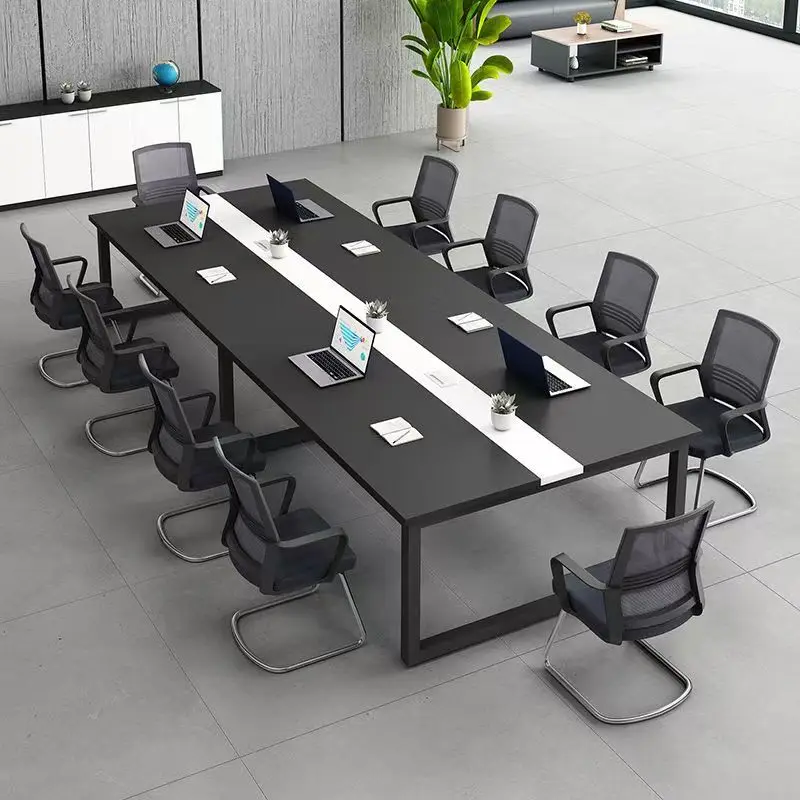 Modern Conference Table Long Office Desk Simple Design with Chairs for Training Room Workbench