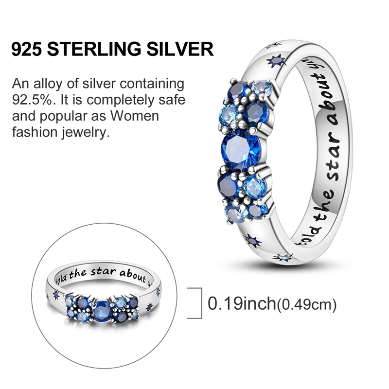 Ringe aus 925er-Sterlingsilber, funkelnde Sternennacht, Herz, Glühwürmchen, Vintage-Ringe für Frauen, Hochzeit, Verlobung, Geburtstag, Schmuck, Geschenk – Detail 6
