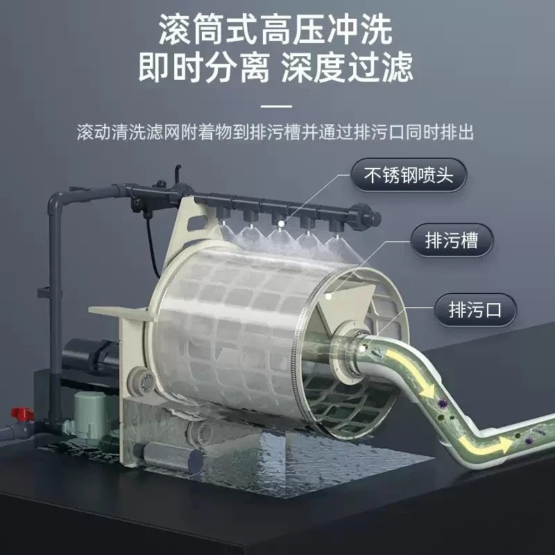 Automatic Fish Pond Filter Rotary Drum Micro Filter Aquaculture Sewage Backwashing Water Circulation Purification System AAAAA