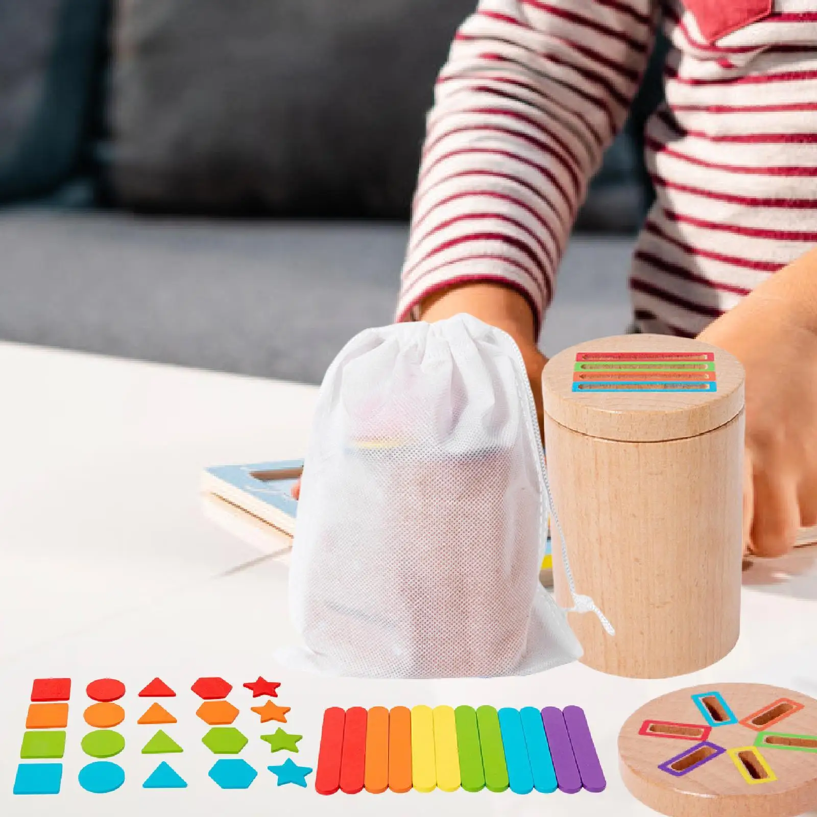 

Деревянная коробка для сортировки по форме и цвету для малышей и детей