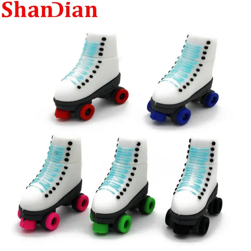 

New Roller Skates 64GB USB Flash Drive Free Key Chain 32GB Pen Drives Gifts for kids 16GB Memory Stick Funny 8GB U Disk 2.0 4GB