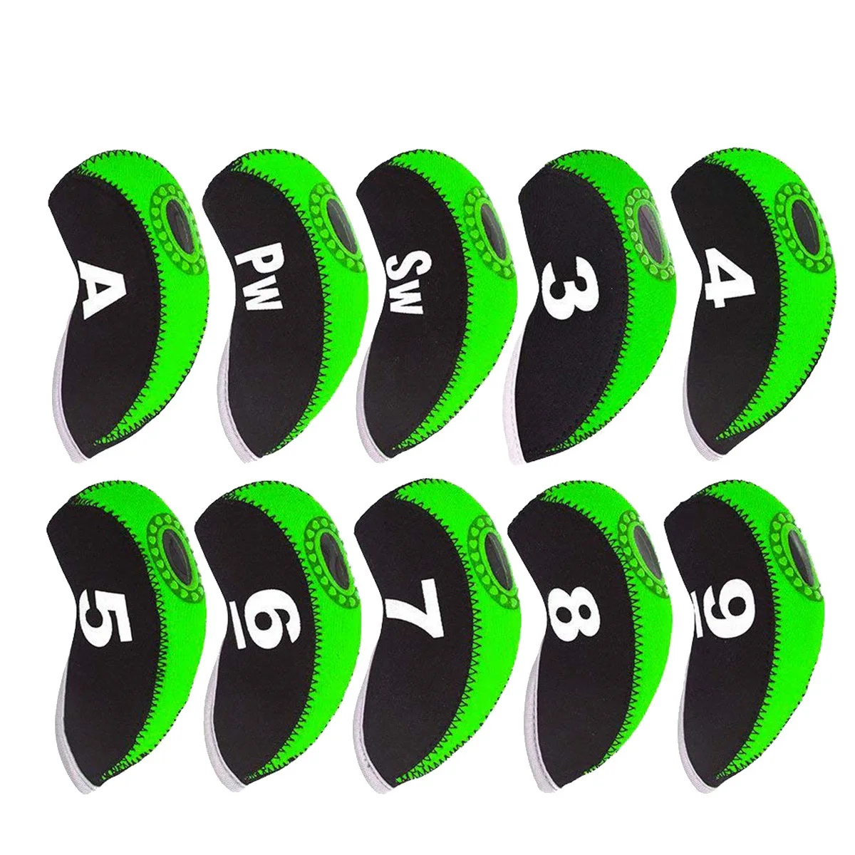 

10 pcs Golf Iron Head Neoprene Waterproof Club Covers Set 3 4 5 6 7 8 9 A Putter Protector For All Brands Iron Club Covers