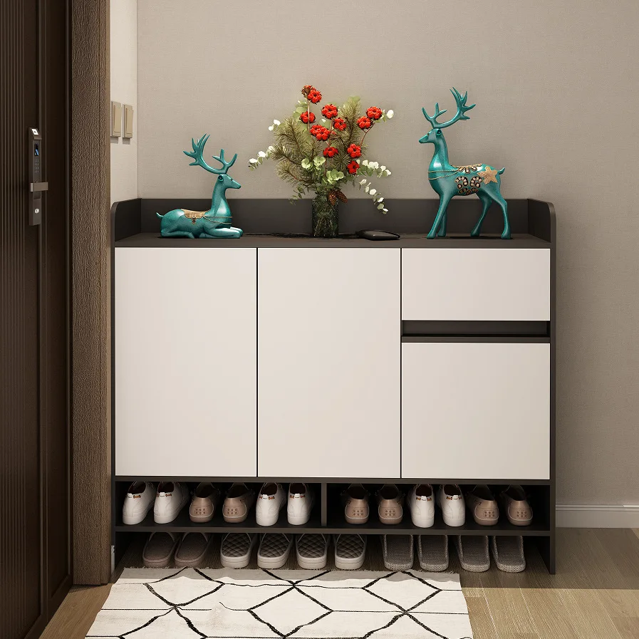 Solid wood shoe cabinet balcony 2025 light luxury large-capacity storage cabinet corridor outside the corridor is simple