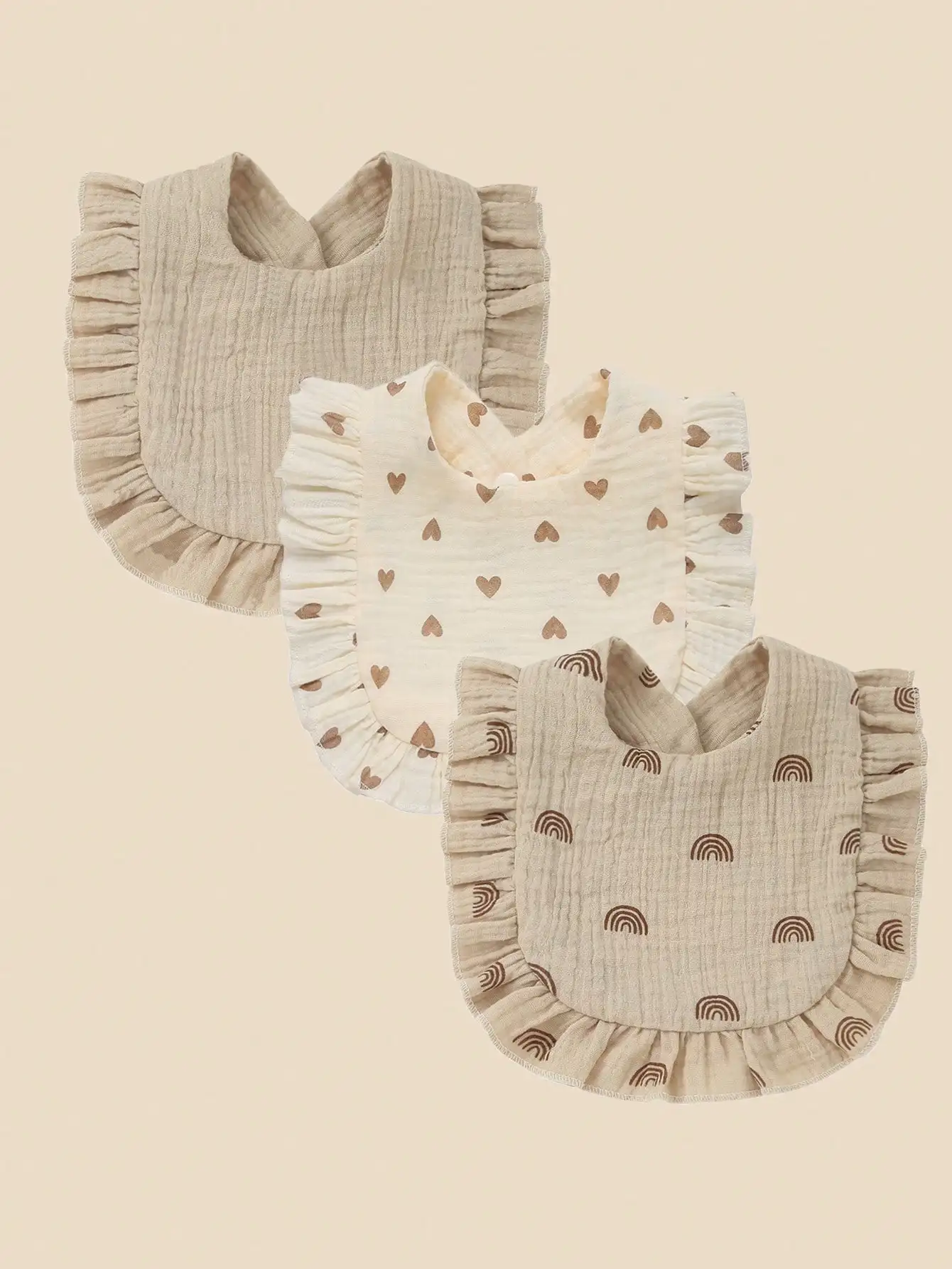 

3 PCS Baby solid color pure cotton muslin drool towel soft, skin friendly, absorbent, fast fashion color muslin bib