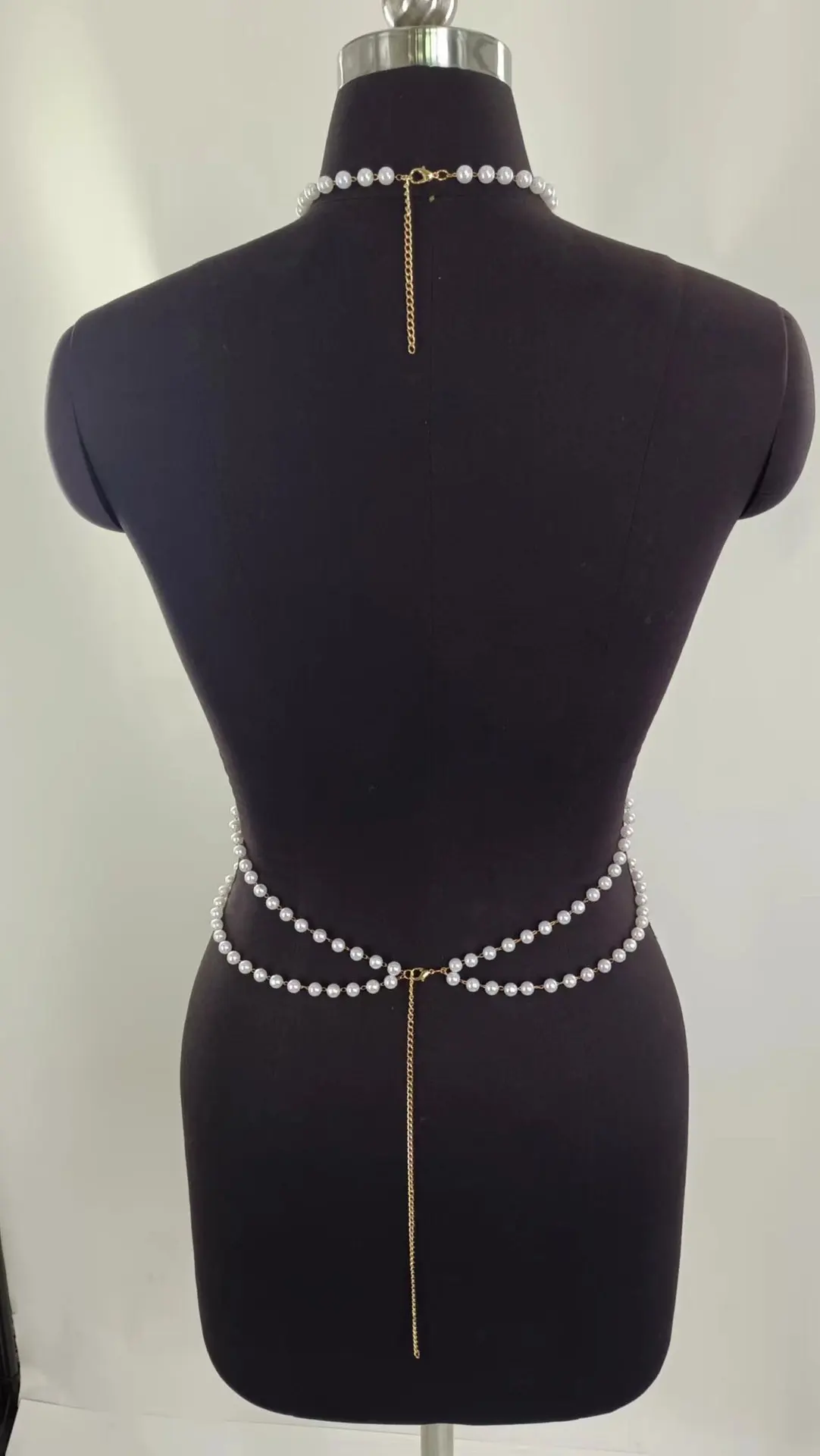 شيك إنس الأوروبية الأمريكية شارع العليا عطلة الأزياء اليدوية البلاستيك اللؤلؤ سلاسل أحزمة للنساء مثير سيدة حزام حزب #4