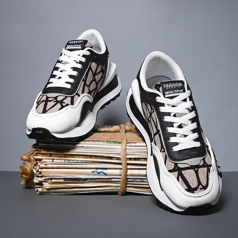 Chunky Sneakers Mens Designer Retro Running Shoes Fashion Casual Leather Fabric Breathable Height Increased Platform Sport Shoes image 2