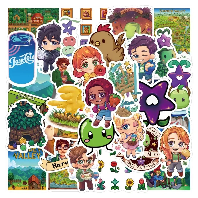 50pcs Stardew Valley Game Sticker Luggage Water Cup Stationery Mobile Phone Scooter Laptop Refrigerator Decoration Sticker