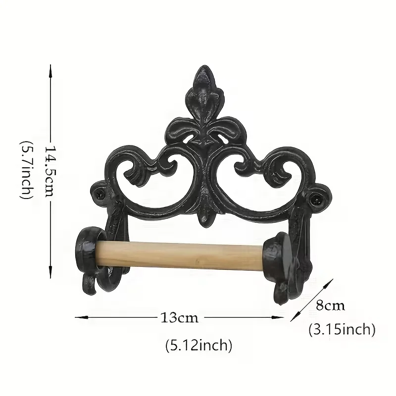 Elegant French-Style Wrought Iron Bathroom Wall Mount - Decorative Toilet Paper Holder with Roll Storage, Perfect for Home Decor