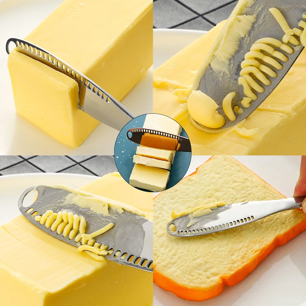 Butter Knife Multi-Function 2 Sizes Colorful with Hole Cheese Grater Cutter Jam Creative Mirror Finish Easy To Clean Baking Tool