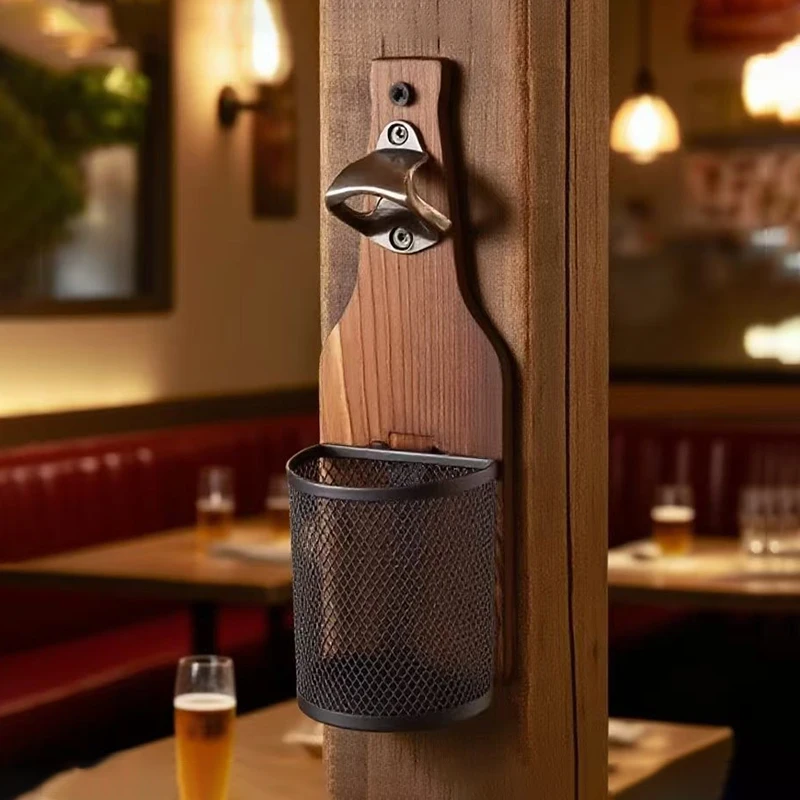 

Solid Wood Beer Bottle Opener, Retro Personalized Wall Bottle Opener Decorative Pendant, Suitable For Restaurants And Bars
