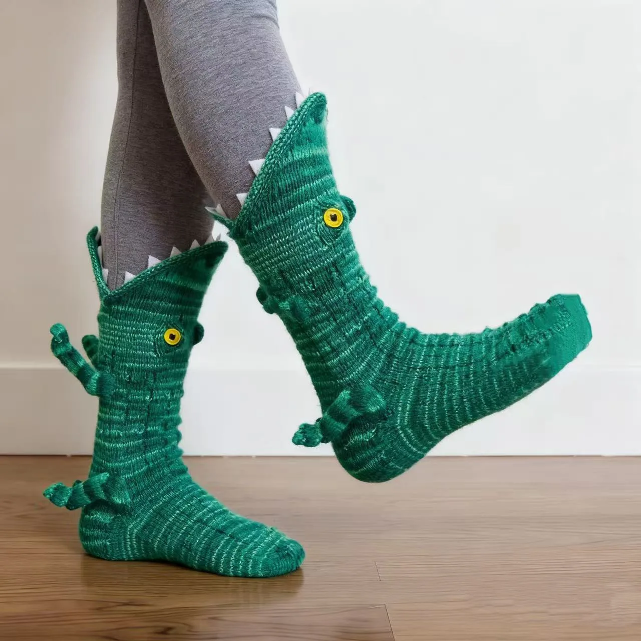 

Sock Leisure Athletic Sports Crew Dress Christmas Knitted Crocodile Socks Creative mid-calf Animal Socks