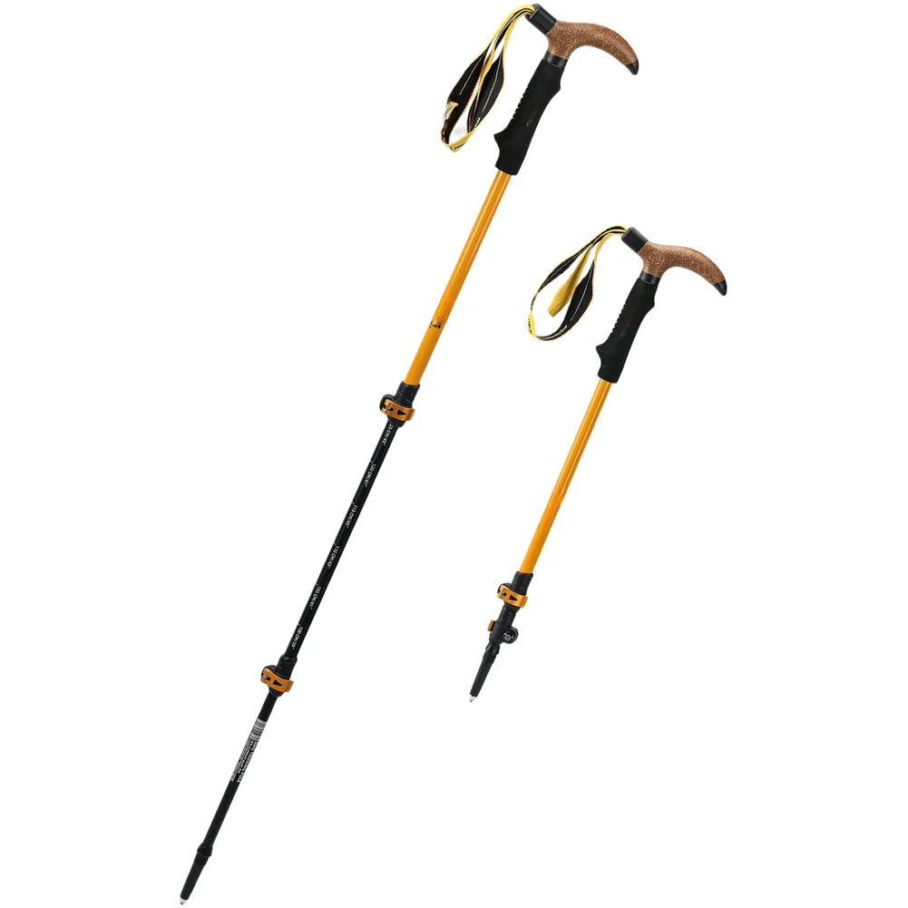 Lightweight Aluminum Hiking Pole Cork T Handle 3 Section Telescopic Adjustable 57.5-130cm Steel Tip For Trekking Walking Outdoor