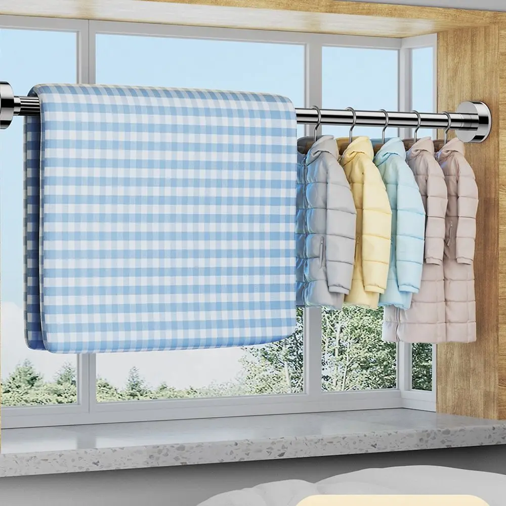 

Adjustable Curtain Rod Non-slip Multi Purpose Spring Telescopic Rod Strong Bearing Capacity Metal Clothes Hanging