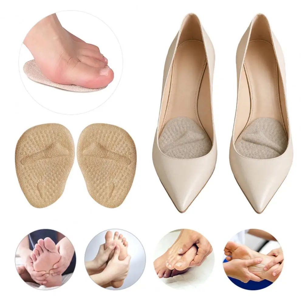 Transparent Gel Foot Insert 2pcs Forefoot Pads for High Heels Self-adhesive Shoe Inserts with Velvet Cushion Massage for Pain