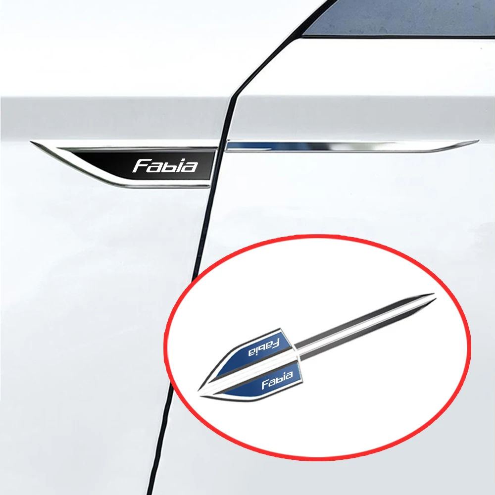 

2PCS Car Side Fender Knife Sticker Emblem Metal 3D Decor Blade Style Car Accessories interior for Skoda FABIA Decals Styling