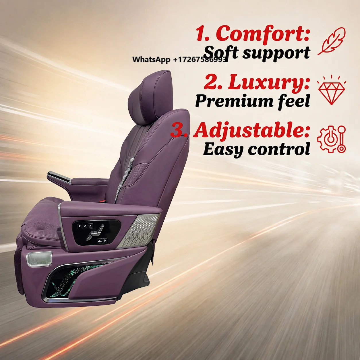Premium Direct Napapi Leather Car MPV Aviation Seat with Smart Touchscreen Wireless Charge for Medium Vans Sienna GL8 M8