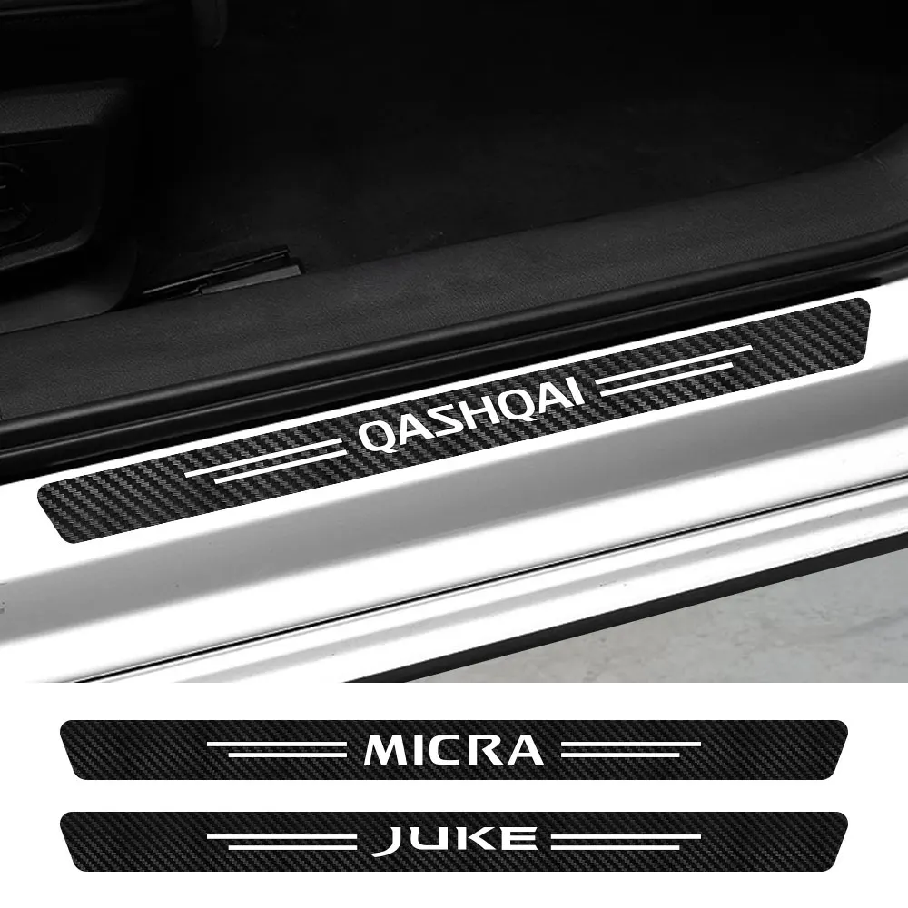 Car Door Sill Stickers For NISSAN 350Z NV200 Kicks 370Z Navara Juke Qashqai Armada Elgrand Leaf Livina Micra Pathfinder Serena