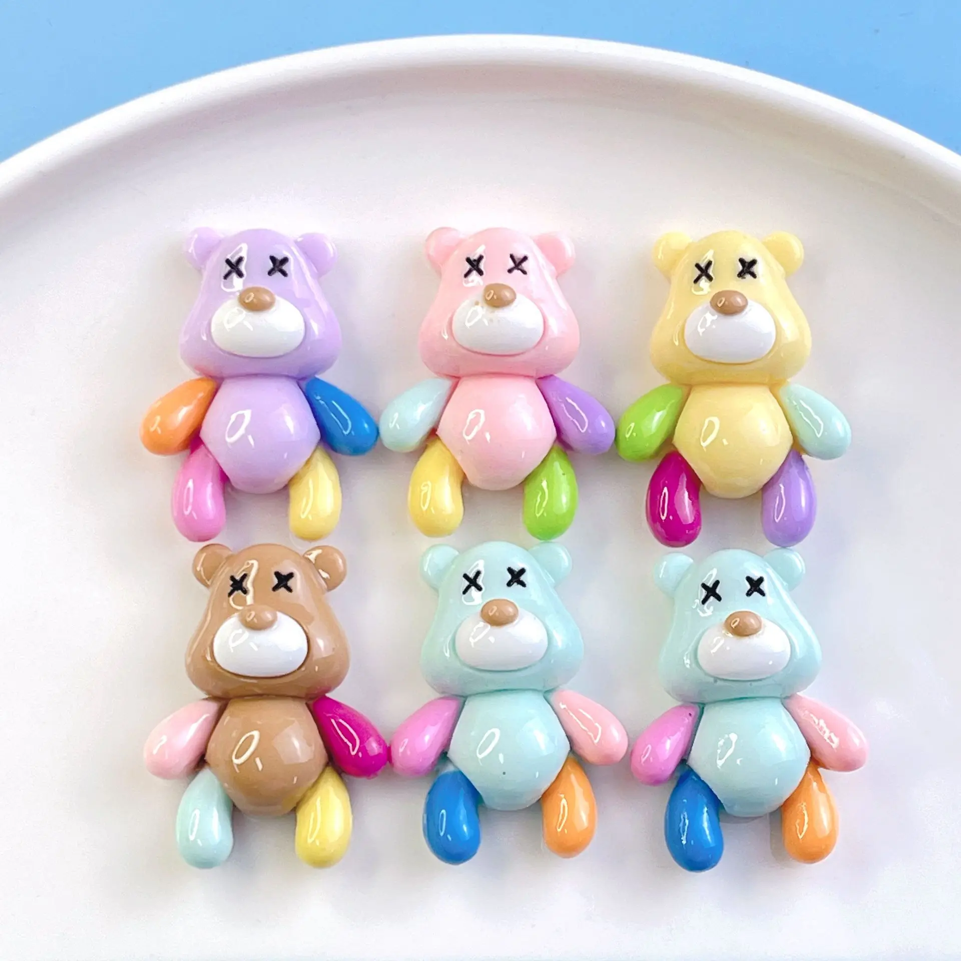 

100pcs Kawaii Animals Cartoon Bear Flatback Resin Cabochons For Scrapbooking Craft DIY Hair Bows Accessories