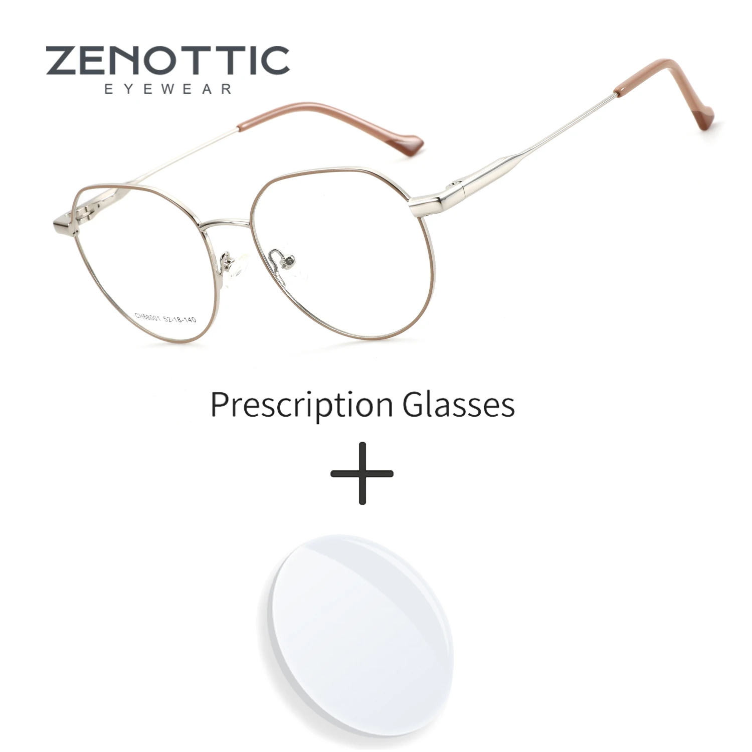 

ZENOTTIC высококачественные металлические прогрессивные очки по рецепту, стильные круглые очки для близорукости, круглые оптические очки для женщин