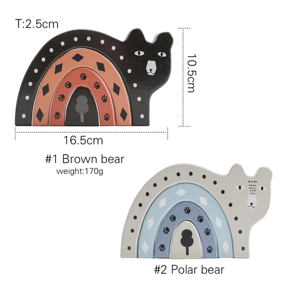 Giocattolo per bambini Montessori blocchi di costruzione arcobaleno in legno fai da te creativo impilabile gioco di equilibrio giocattolo educativo a forma di colore per regalo per bambini