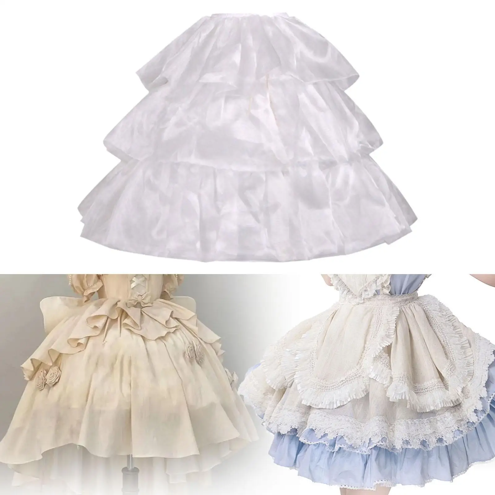 تنورة دائرية، طبقة داخلية قابلة للتعديل نصف زلة، صخب فيكتوري للنساء والفتيات كرينولين، تنورة داخلية لفستان لوليتا #1