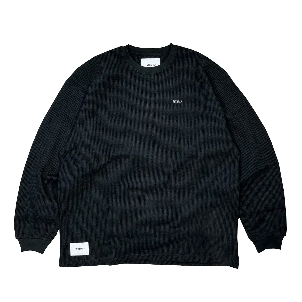 WTAPS Men's Waffle Knit Long Sleeve T Shirt Japanese Cityboy Oversized Heavyweight Crew Neck Casual Pullover Top