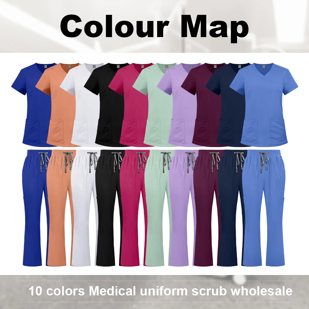 Seragam Medis Fashion Terbaru Set Scrub Perawat Seragam Bedah Wanita Kecantikan Gigi Perawat Kesehatan Dokter Pakaian Kerja Khusus