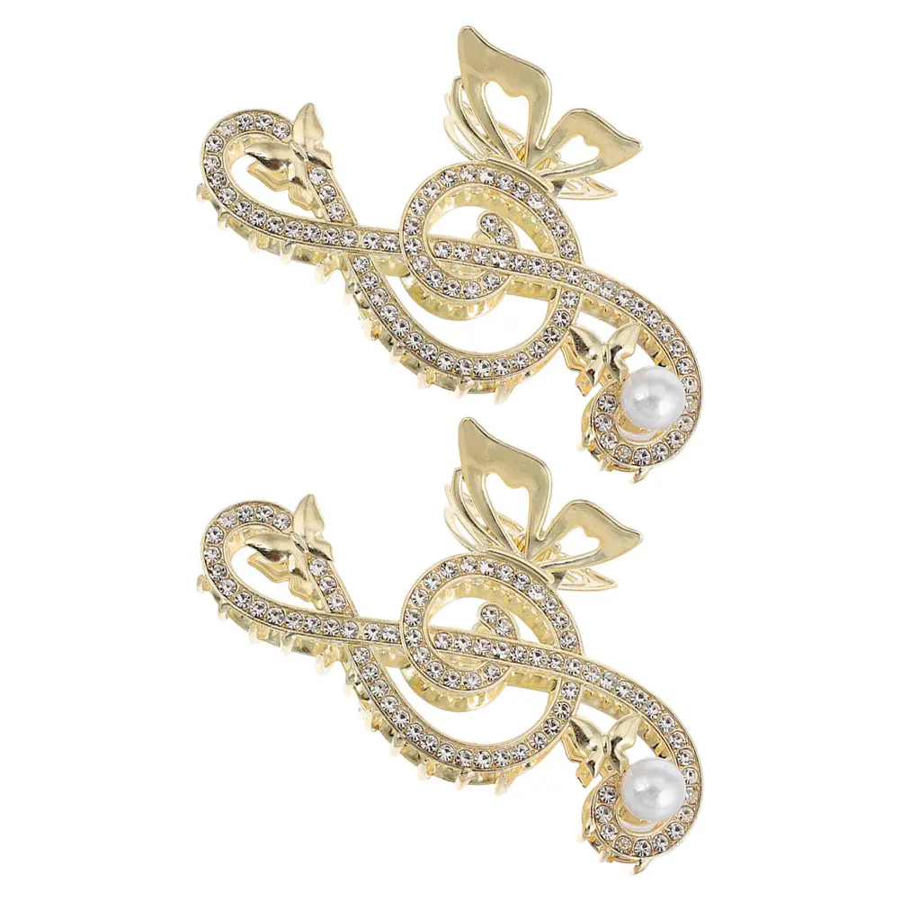 

2Pcs Hairpin Clip Large Rhinestone Pearl Claw NonSlip Styling Accessories for Thick Hair Bridesmaid Wedding Party