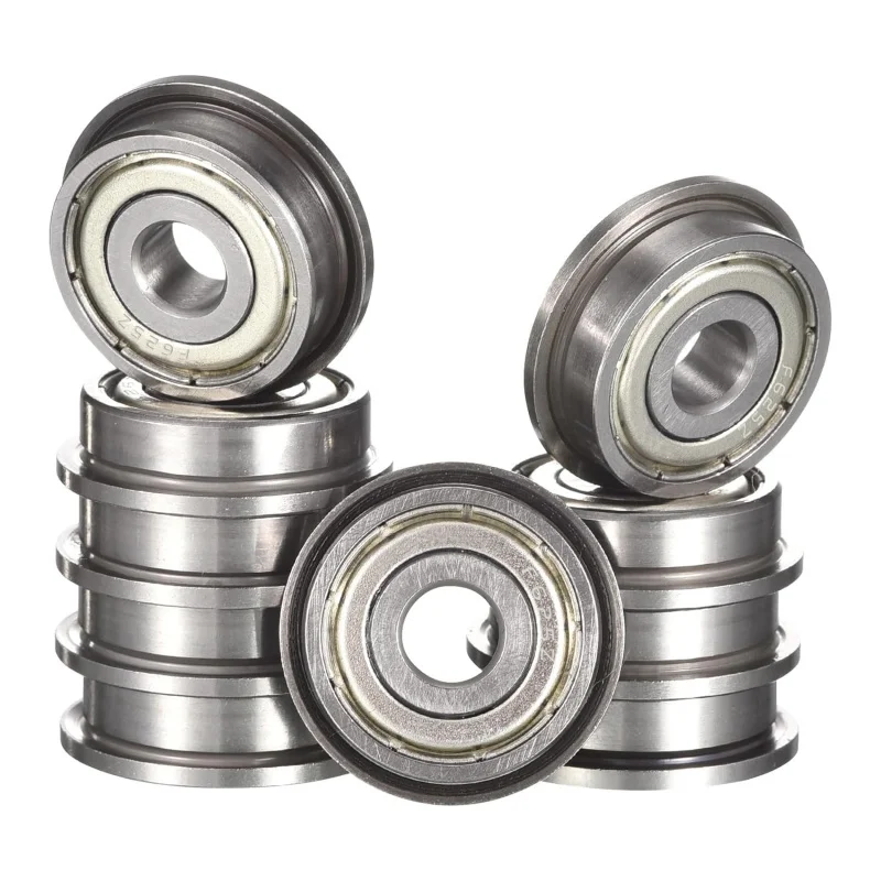 F625ZZ Flanged Ball Bearing, ID 5mm x OD 16mm x Width 5mm Miniature Bearings, Shielded Deep Groove Bearings,  Chrome Steel 10pcs