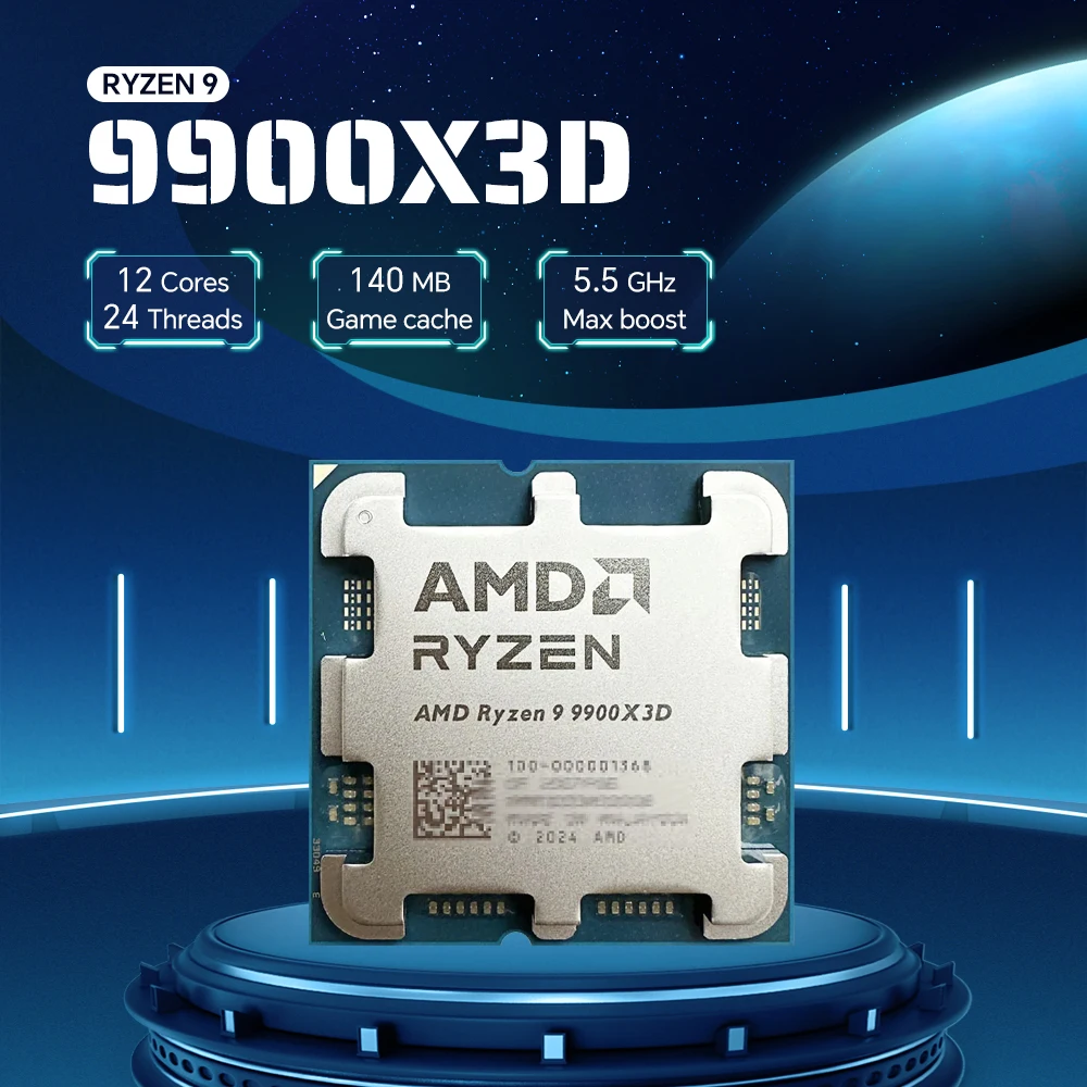 

НОВЫЙ процессор AMD Ryzen 9 9900X3D 5.5ГГц, сокет AM5, 12 ядер, 24 потока, 4 нм, L3=128МБ, 120Вт, R9 9900X3D, DDR5, без кулера