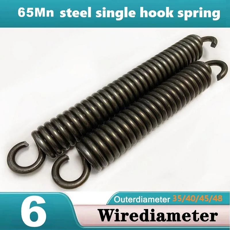 زنبرك توتر بخطاف مفتوح 65Mn، سلك Dia6mm، ضياء خارجي 35/40/45/48 مم، الطول 120-500 مم