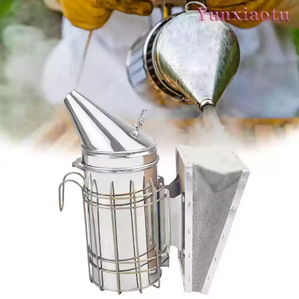Stainless Steel Bee Smoker Beekeeping Tool Handheld Smoker for Hive Inspection Calming Bees with Smudge Pellets
