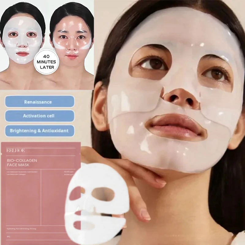 

1/5/10PCs Bio Collagen Face Mask Shrink Pores Deep Hydrating Overnight Mask Moisturizing Refreshing Brightening Face Skin Care