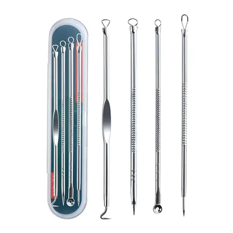 4 Professional Facial Blackhead Needle Set, Acne Whitehead Blackhead Extractor Stainless Steel, Deep Face Cleansing Tool