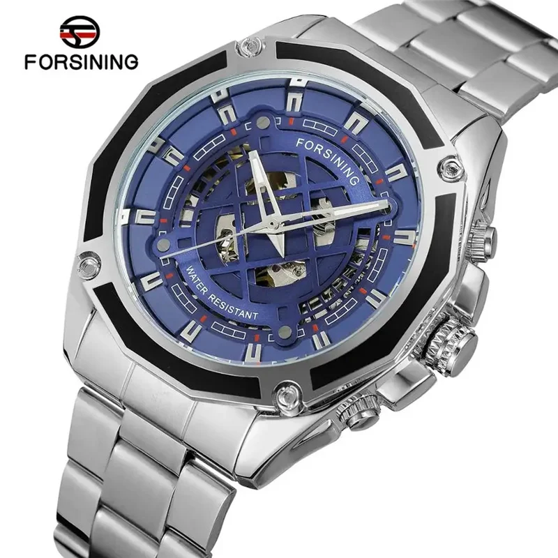 Forsining 1030B Men\'s Watches Automatic Mechanical Business Skeleton Wristwatch Waterproof Stainless Steel Strap Watch For Man