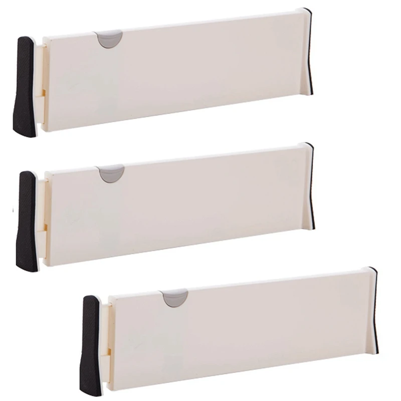 Divisor de cajones de 3 piezas, organizador ajustable retráctil de almacenamiento, separador de cajones de armario para cocina y dormitorio, S