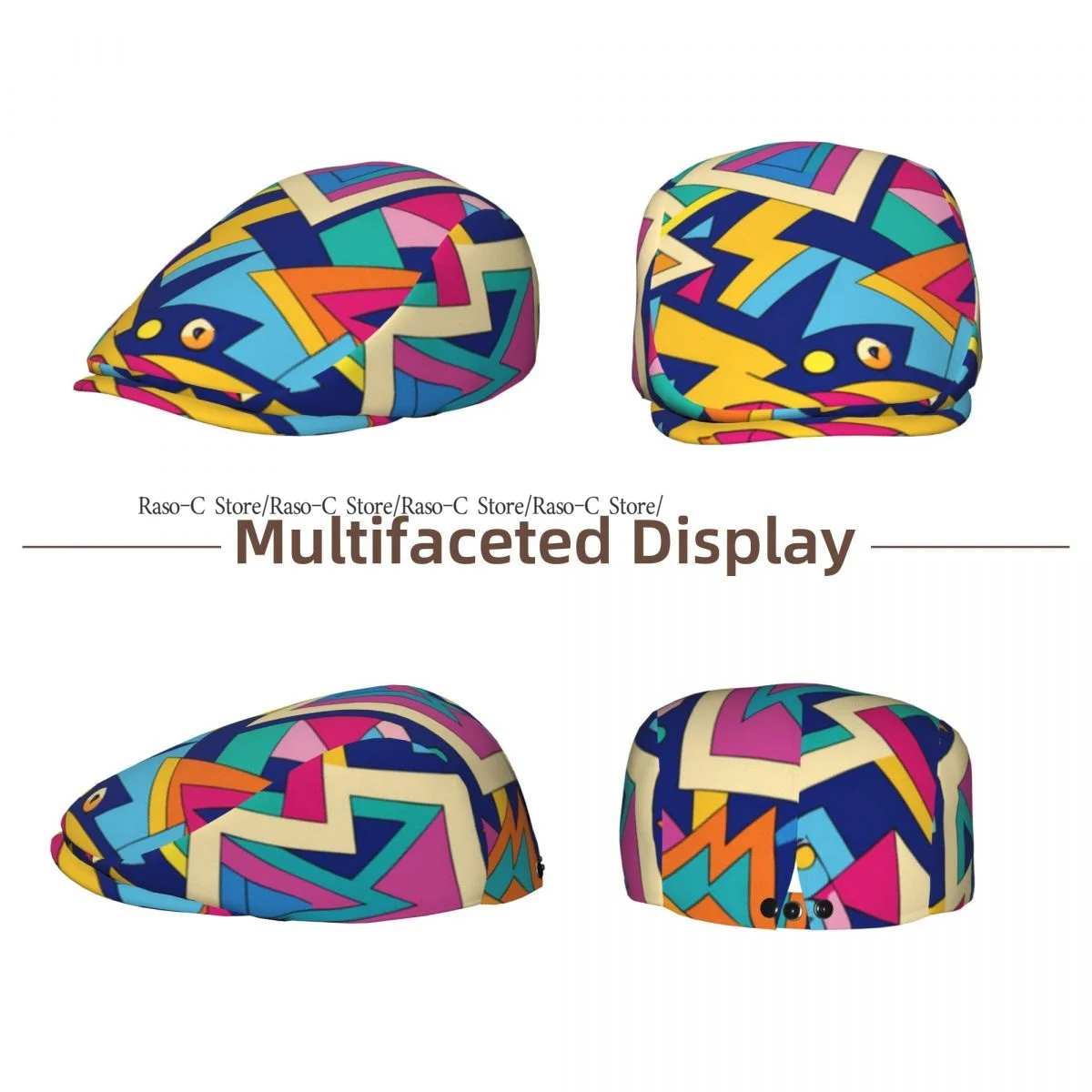 Flat Cap Men Women Newsboy Cap Abstract Geometric Pattern Driving Bunnet Ivy Hat Bakerboy Hat Spring Summer Boina